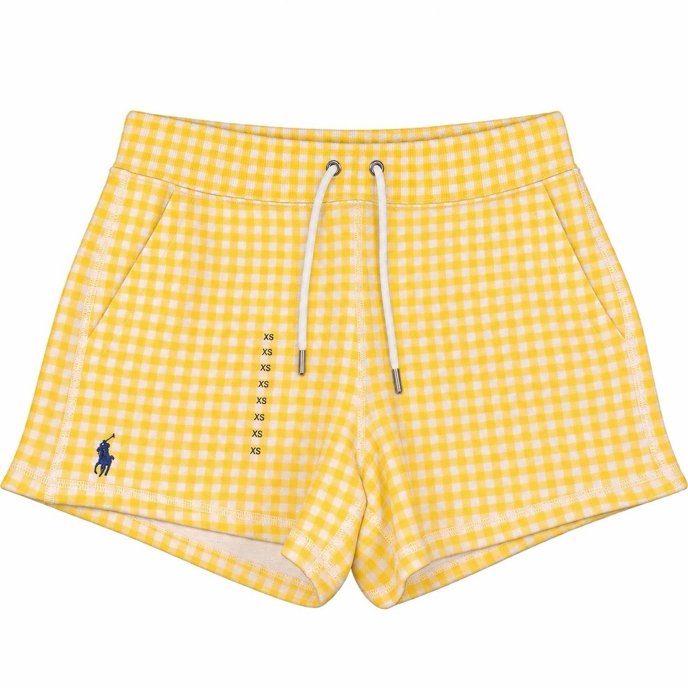 NWT Polo Ralph Lauren Gingham Shorts Cottagecore Yellow White Preppy Women Xs